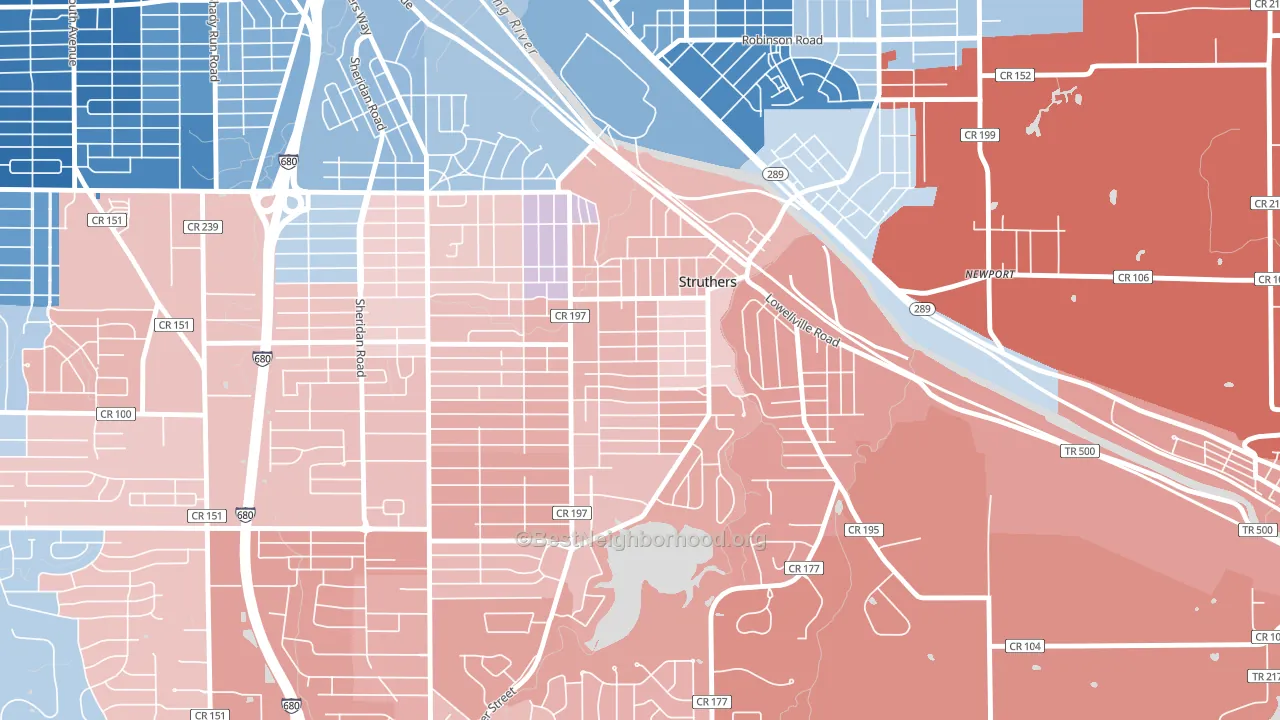 44471, OH block-group political-lean map