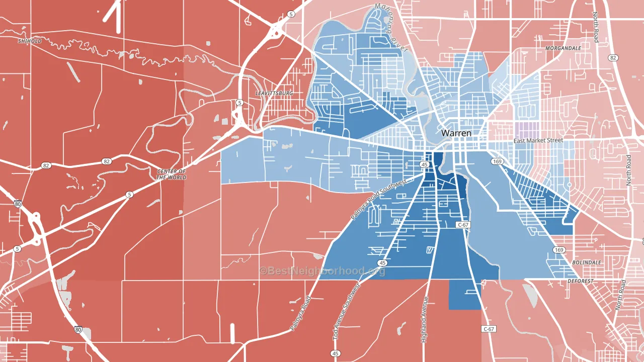 44481, OH block-group political-lean map