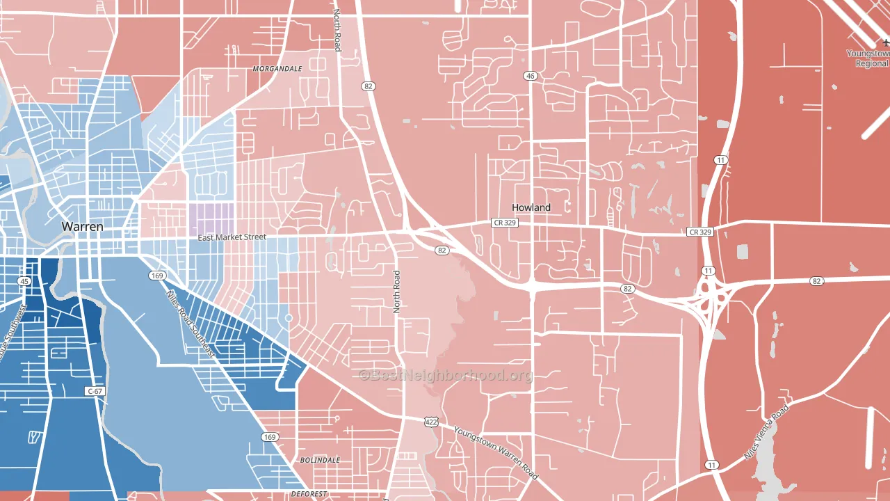 44484, OH block-group political-lean map