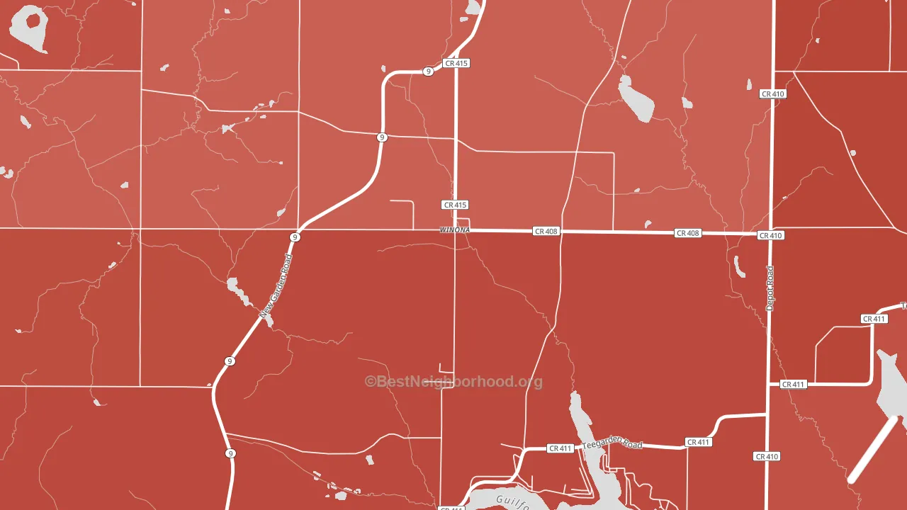 44493, OH block-group political-lean map