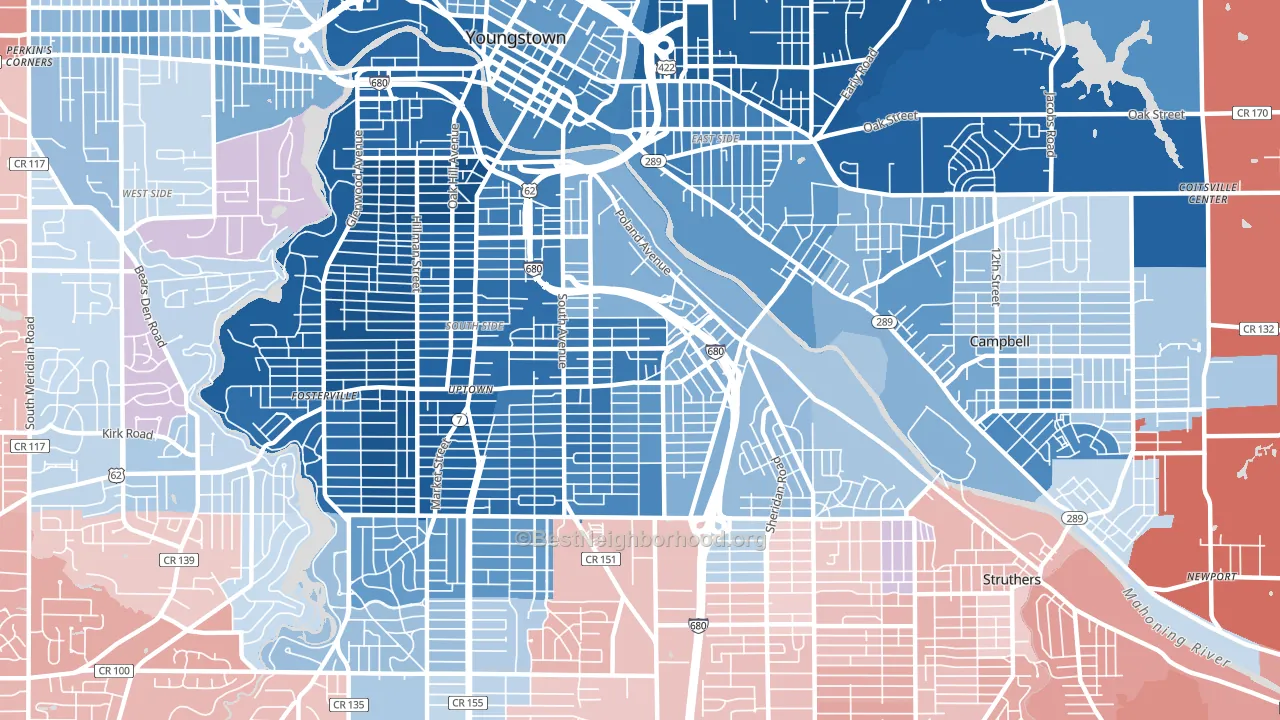 44502, OH block-group political-lean map