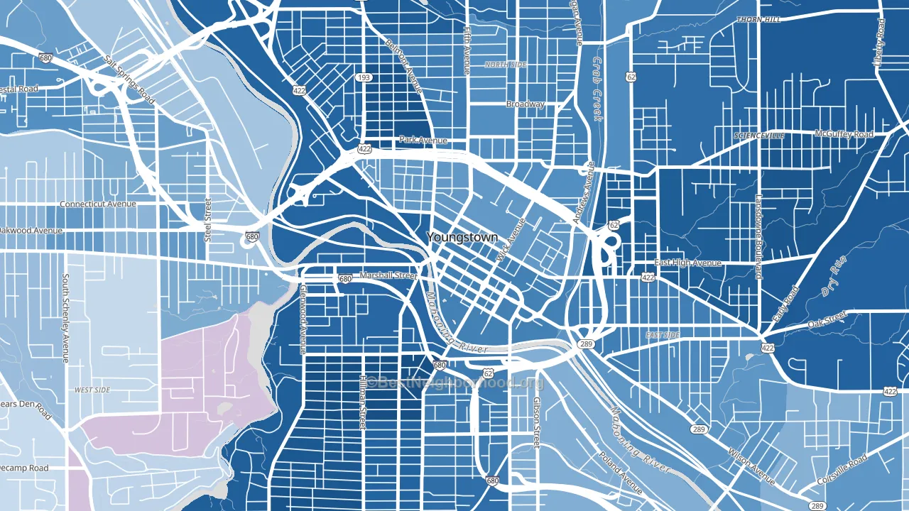 44503, OH block-group political-lean map