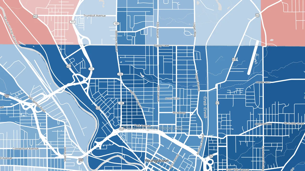 44504, OH block-group political-lean map