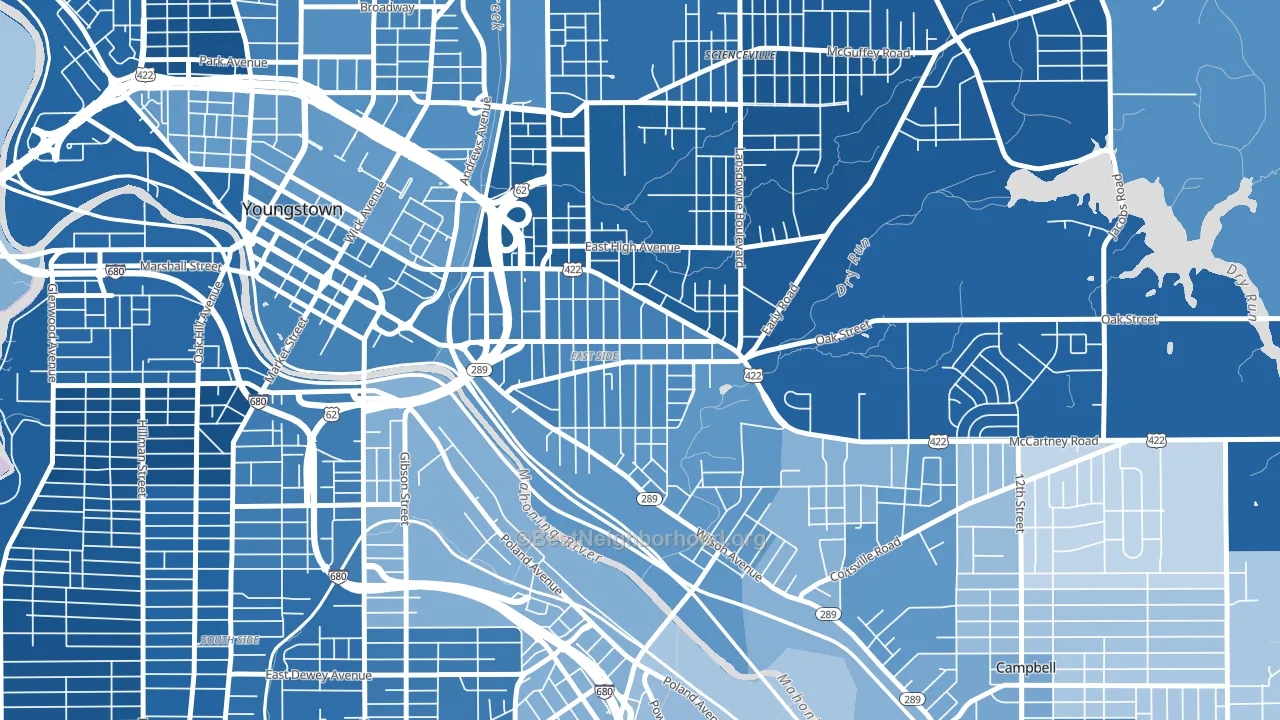 44506, OH block-group political-lean map