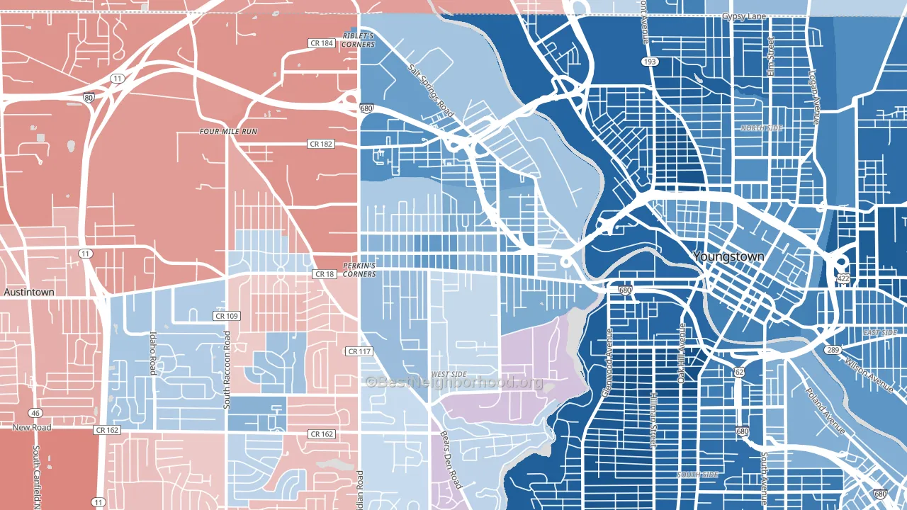 44509, OH block-group political-lean map