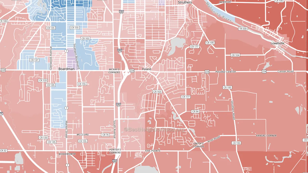 44514, OH block-group political-lean map