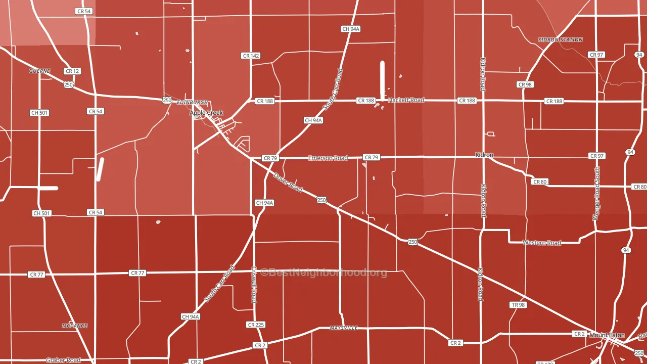 44606, OH block-group political-lean map