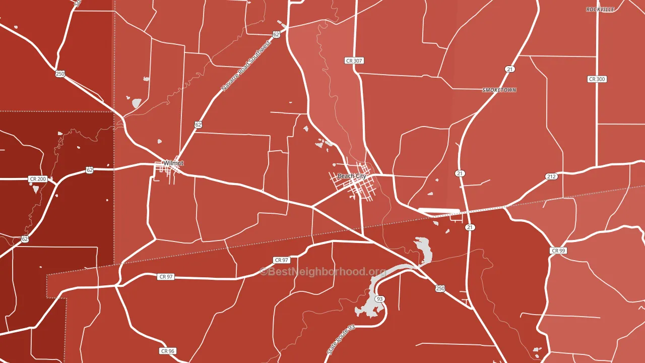 44608, OH block-group political-lean map