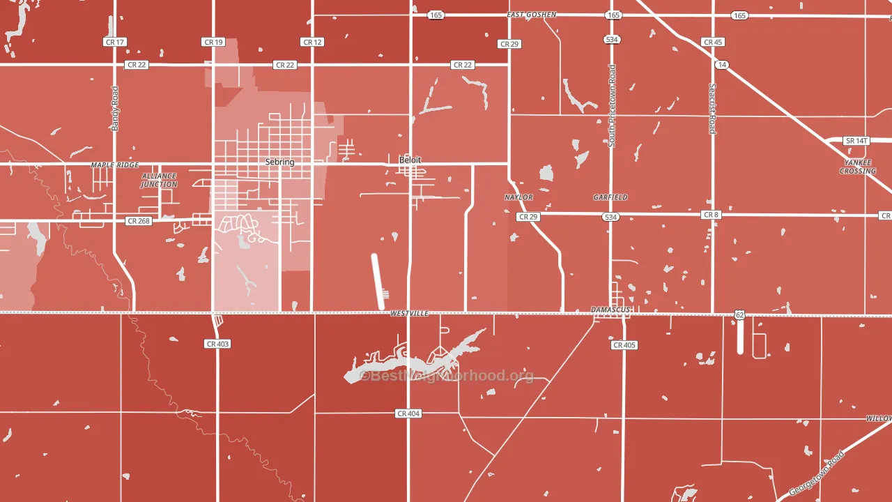 44609, OH block-group political-lean map