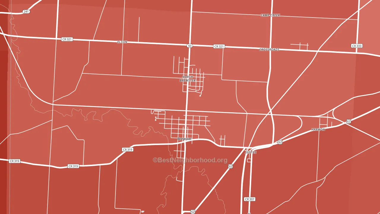 44613, OH block-group political-lean map