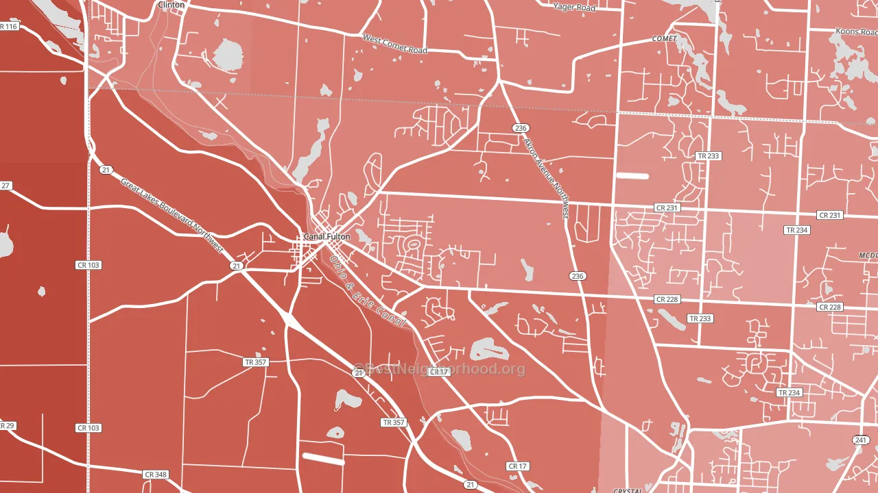44614, OH block-group political-lean map