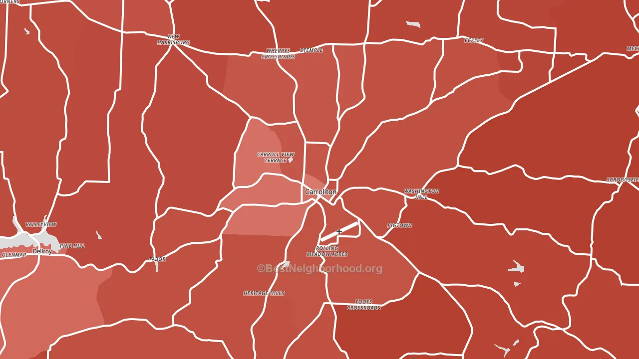 44615, OH block-group political-lean map
