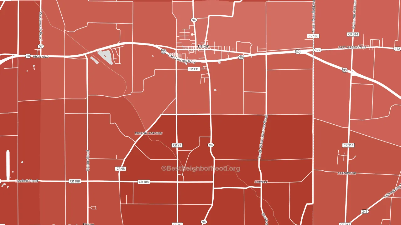 44618, OH block-group political-lean map