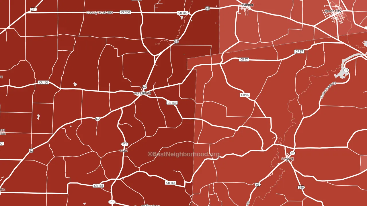 44624, OH block-group political-lean map