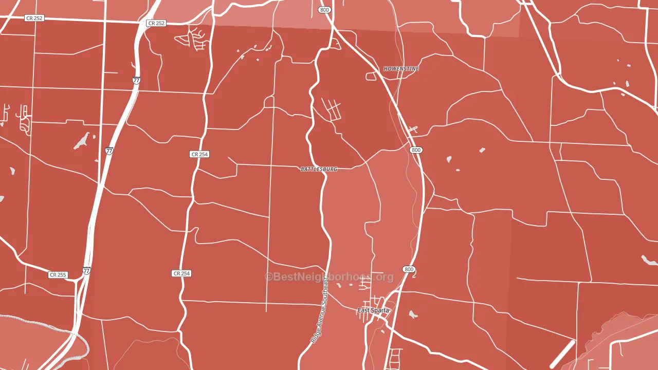 44626, OH block-group political-lean map