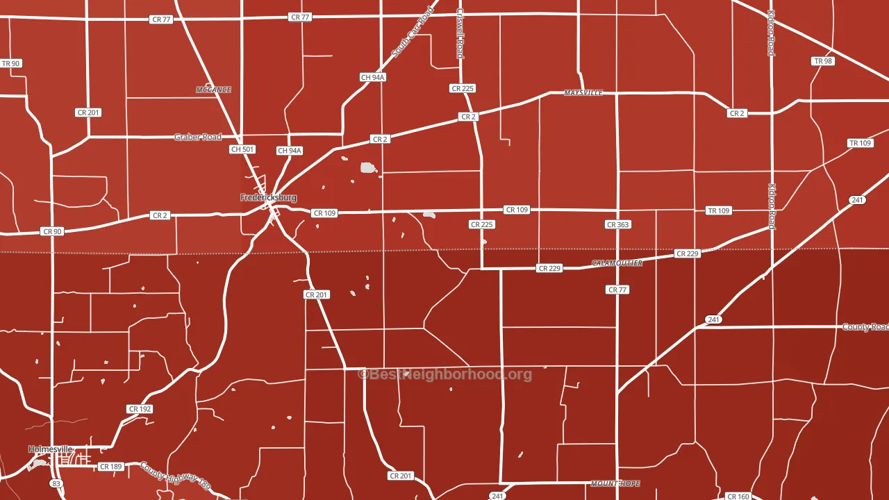 44627, OH block-group political-lean map