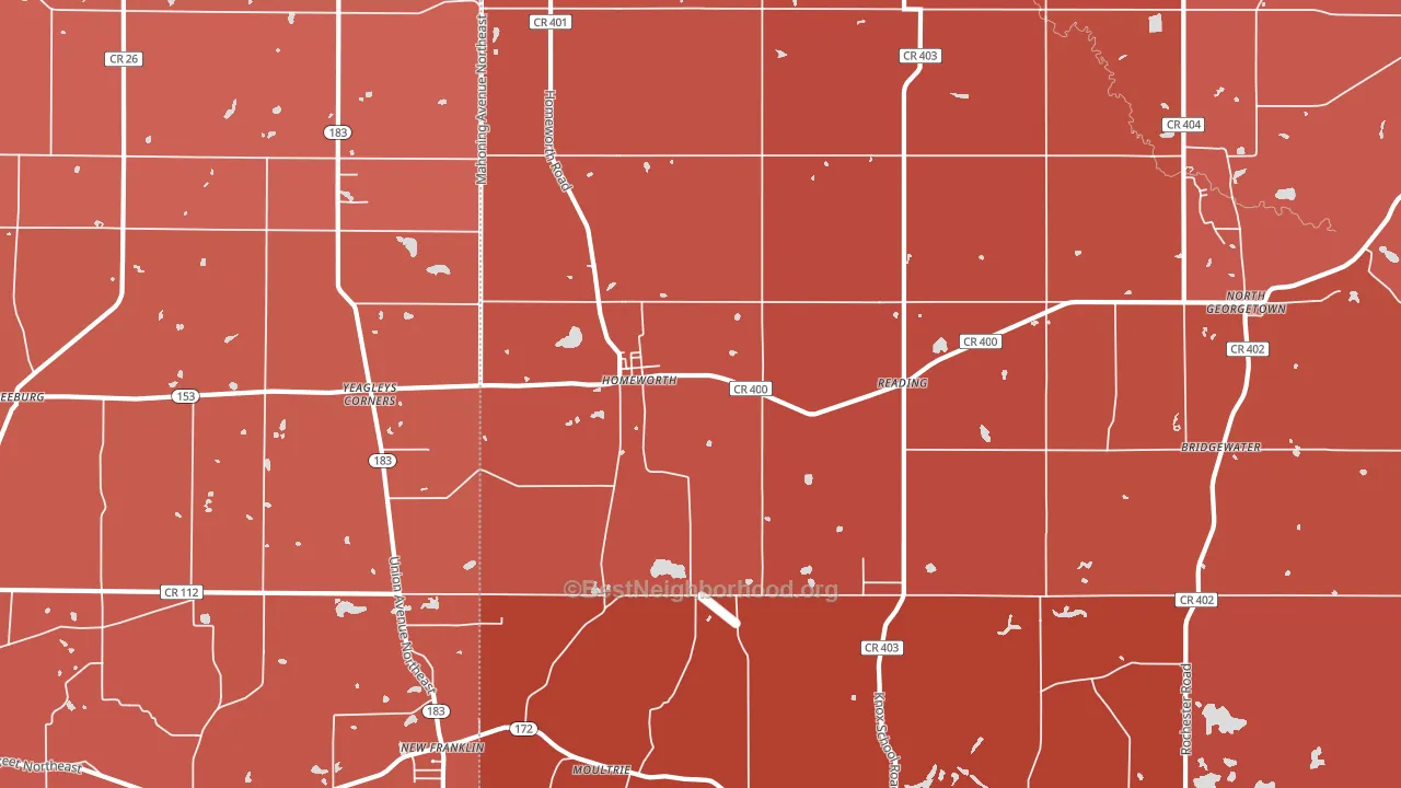 44634, OH block-group political-lean map