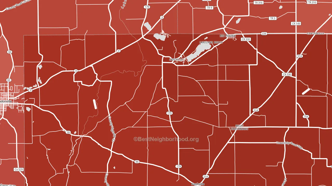 44638, OH block-group political-lean map