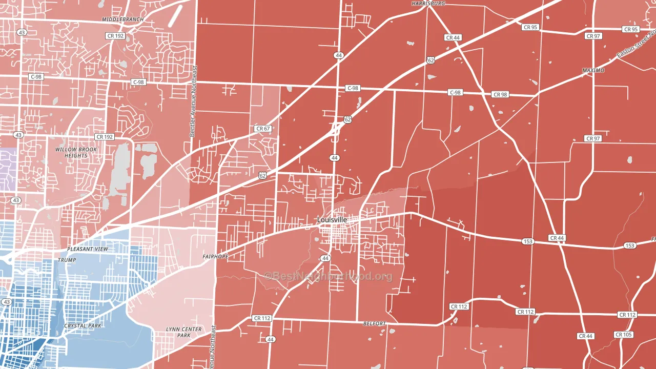 44641, OH block-group political-lean map