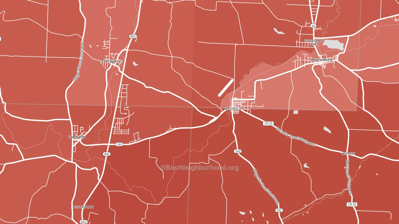 44643, OH block-group political-lean map