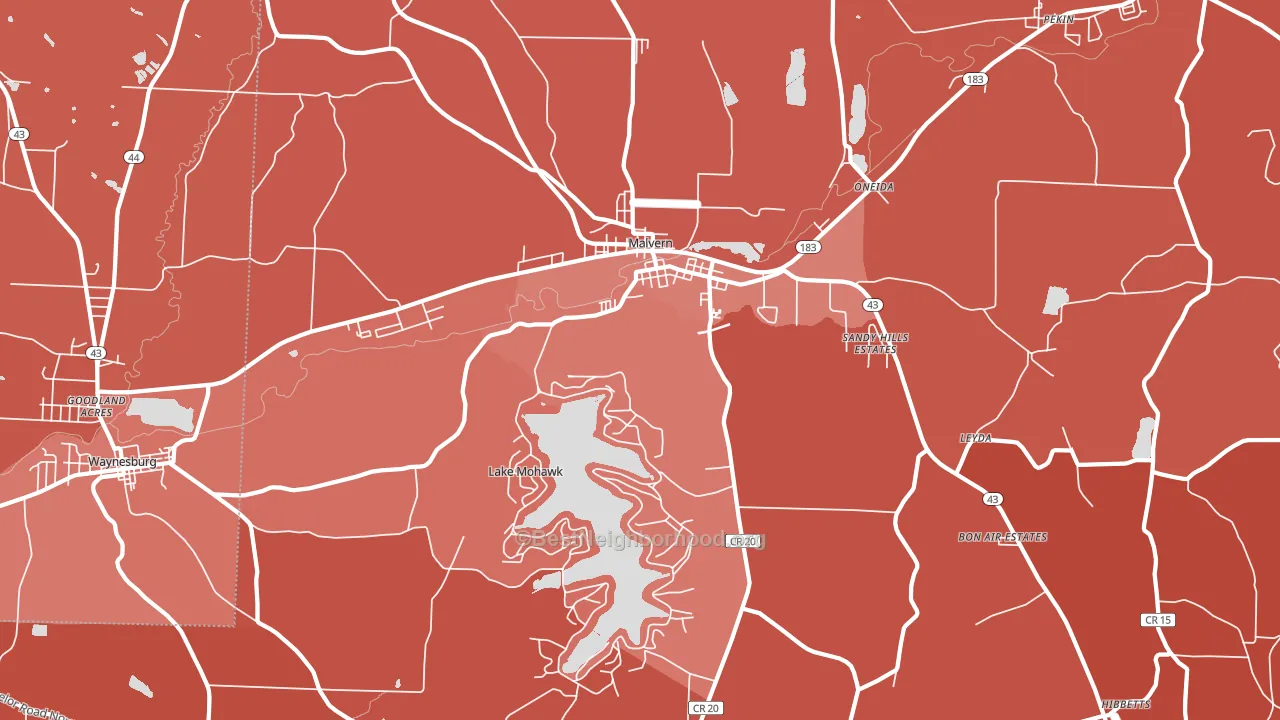 44644, OH block-group political-lean map