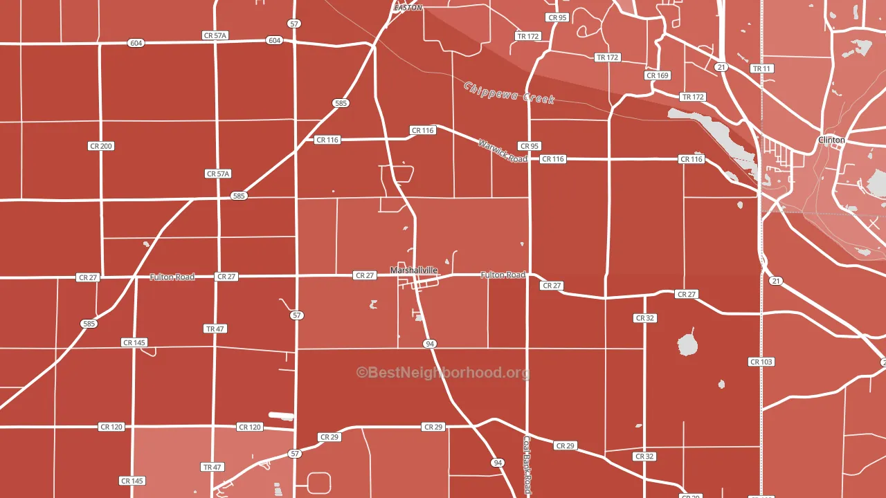 44645, OH block-group political-lean map