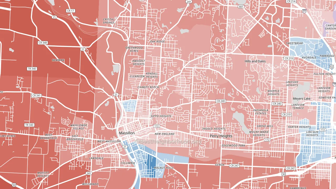44646, OH block-group political-lean map