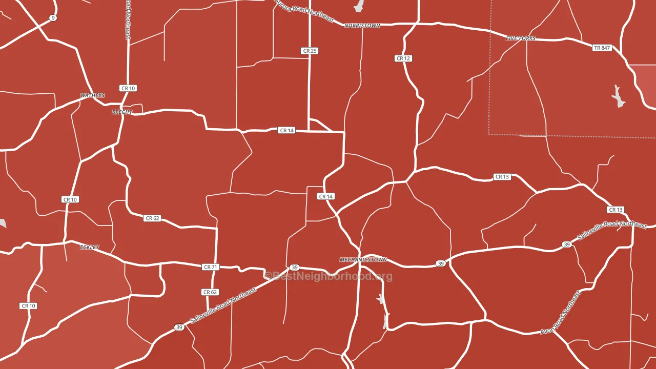 44651, OH block-group political-lean map