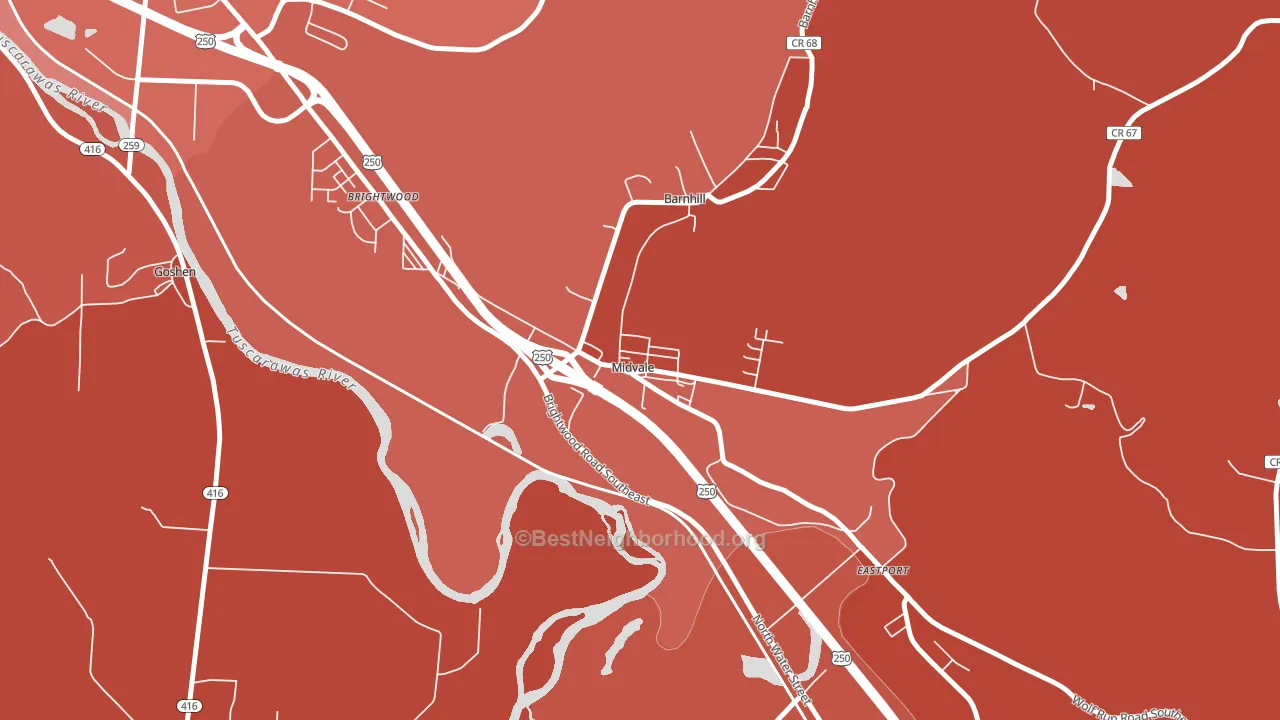 44653, OH block-group political-lean map