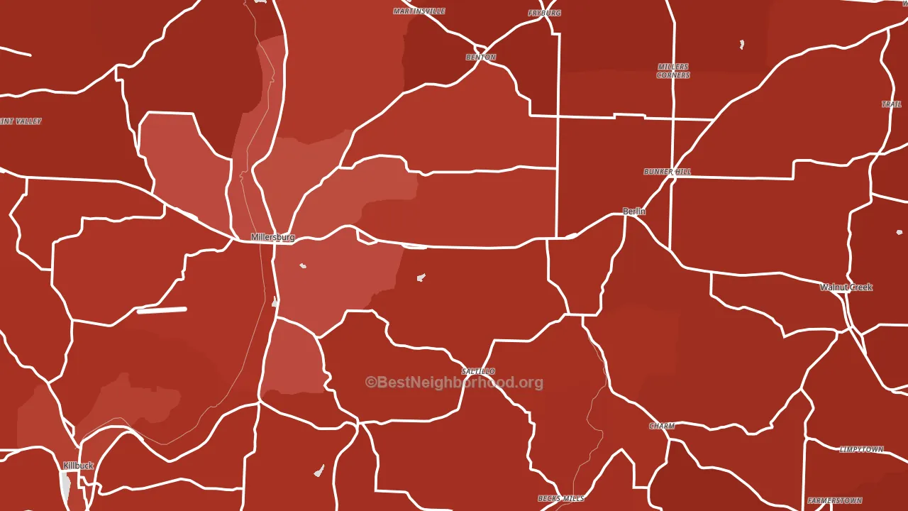 44654, OH block-group political-lean map
