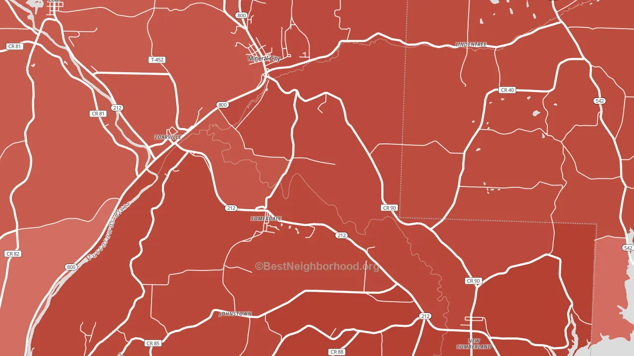 44656, OH block-group political-lean map
