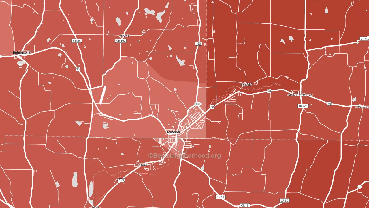 44657, OH block-group political-lean map