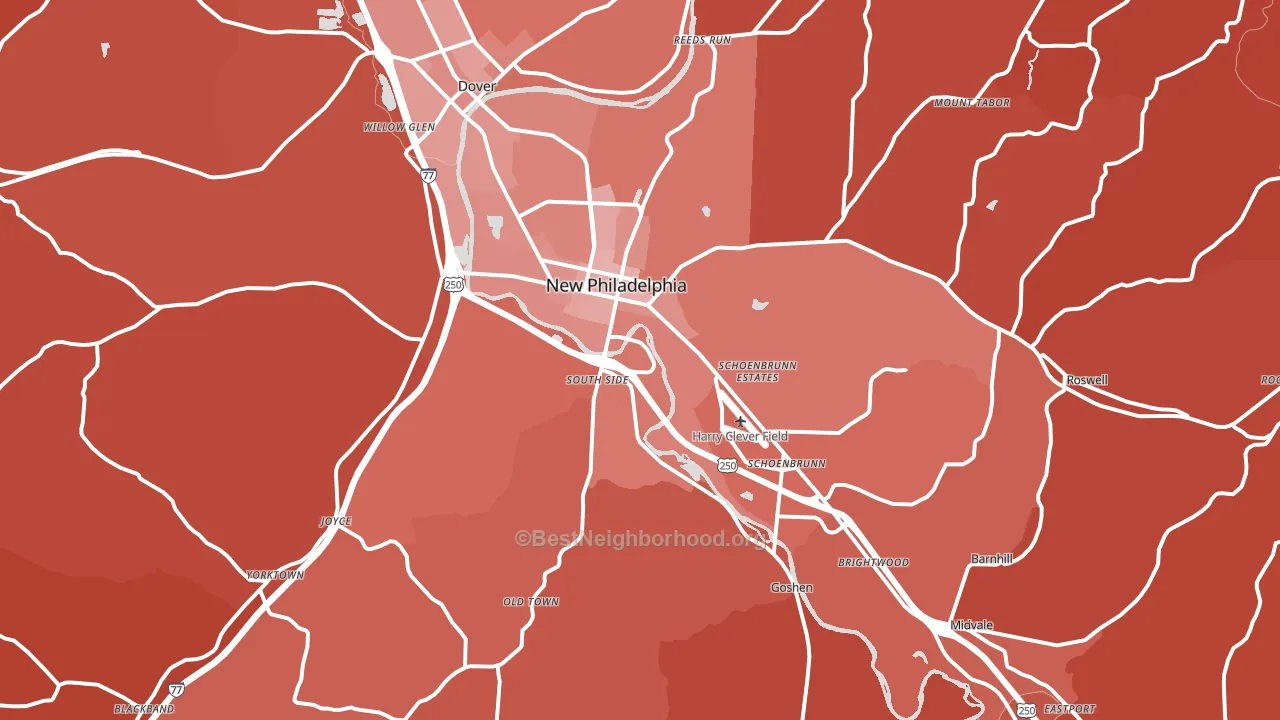 44663, OH block-group political-lean map