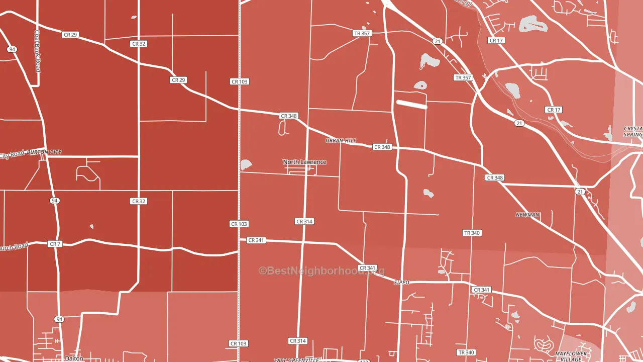 44666, OH block-group political-lean map