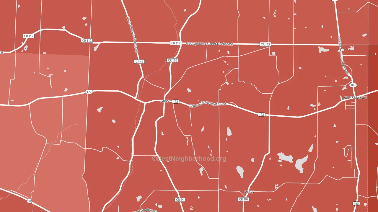 44669, OH block-group political-lean map
