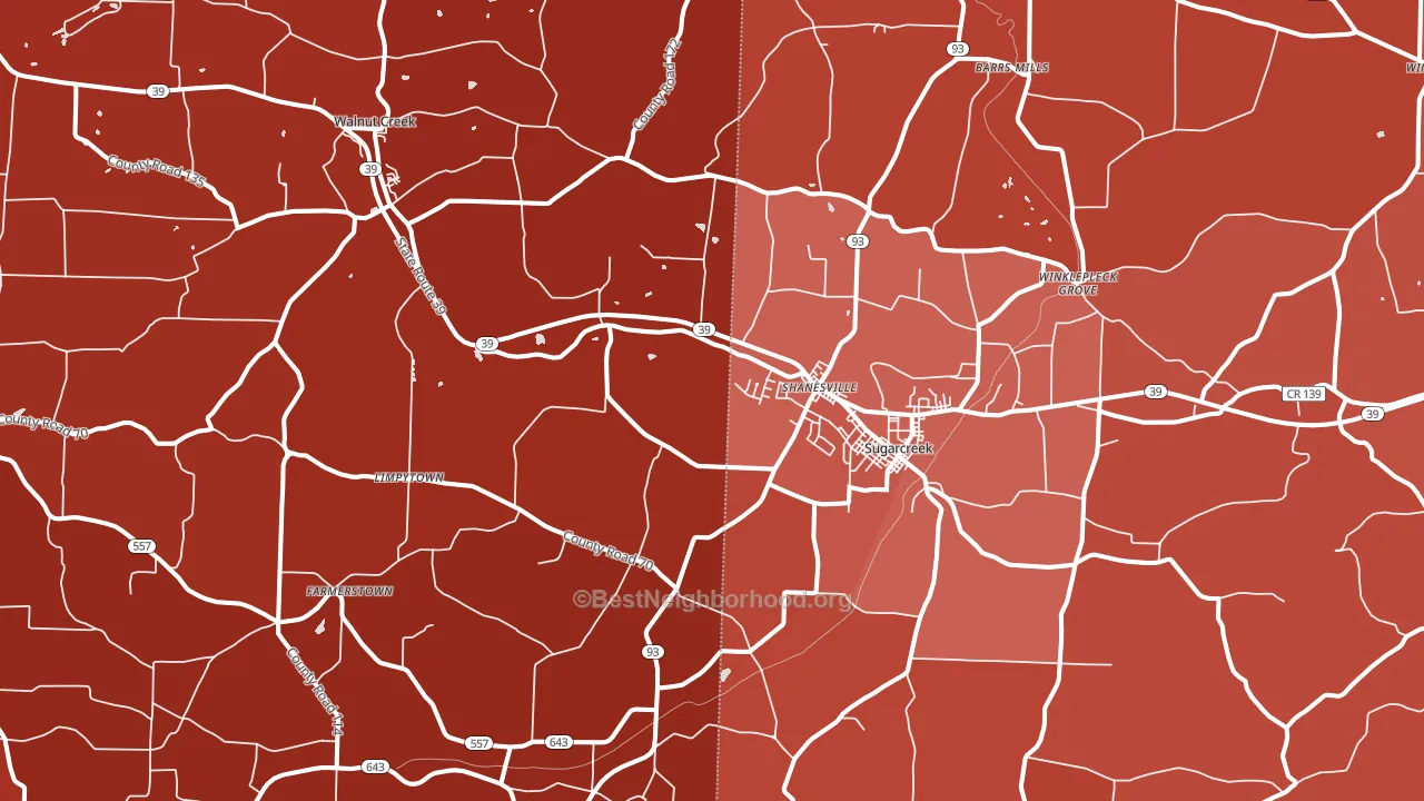 44681, OH block-group political-lean map
