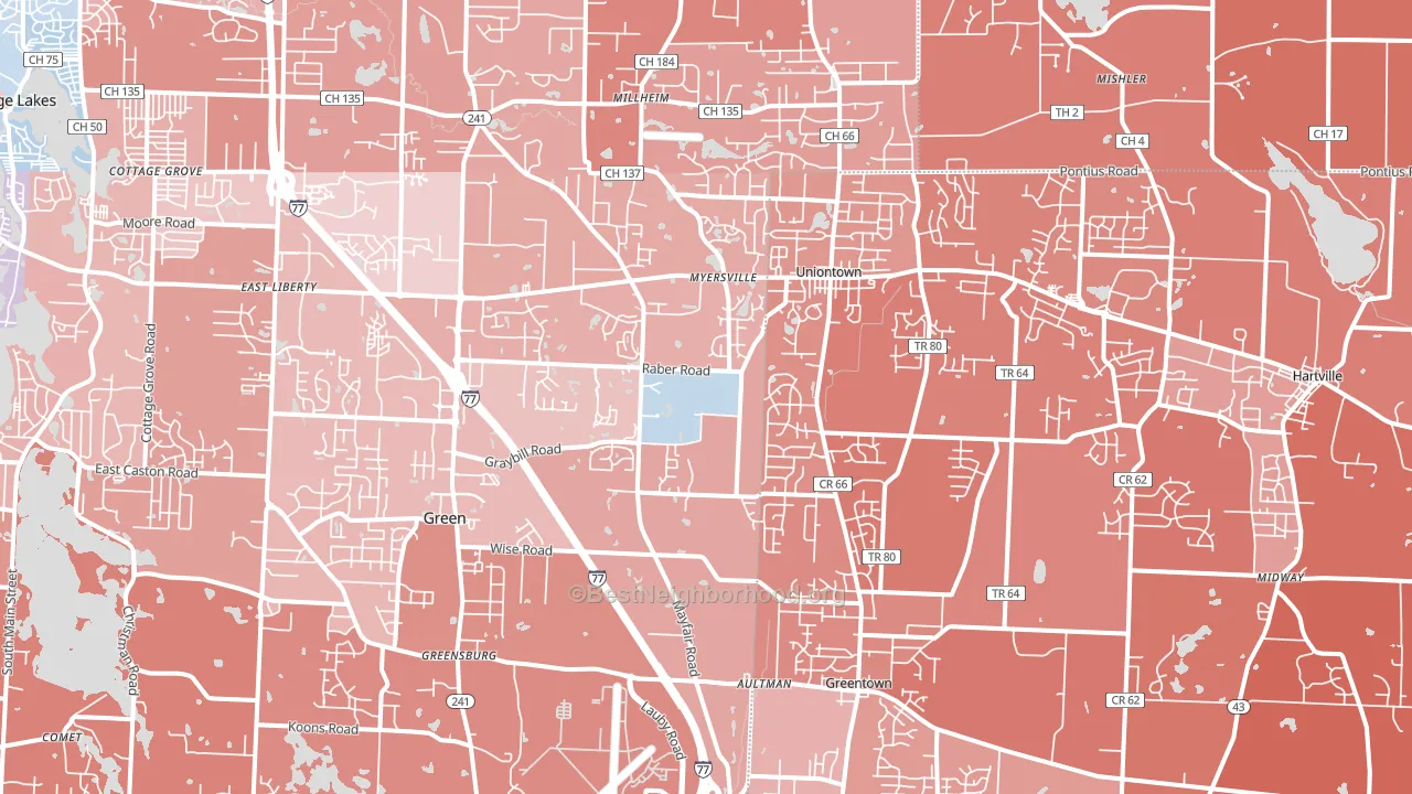 44685, OH block-group political-lean map