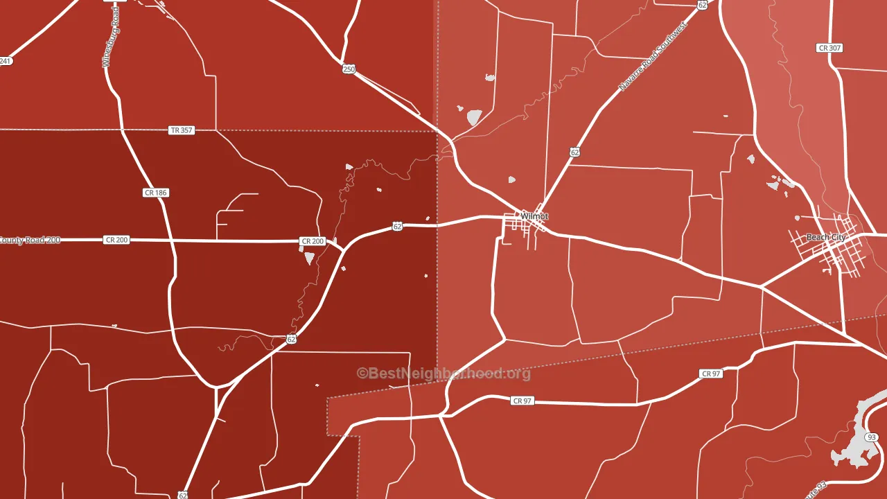44689, OH block-group political-lean map