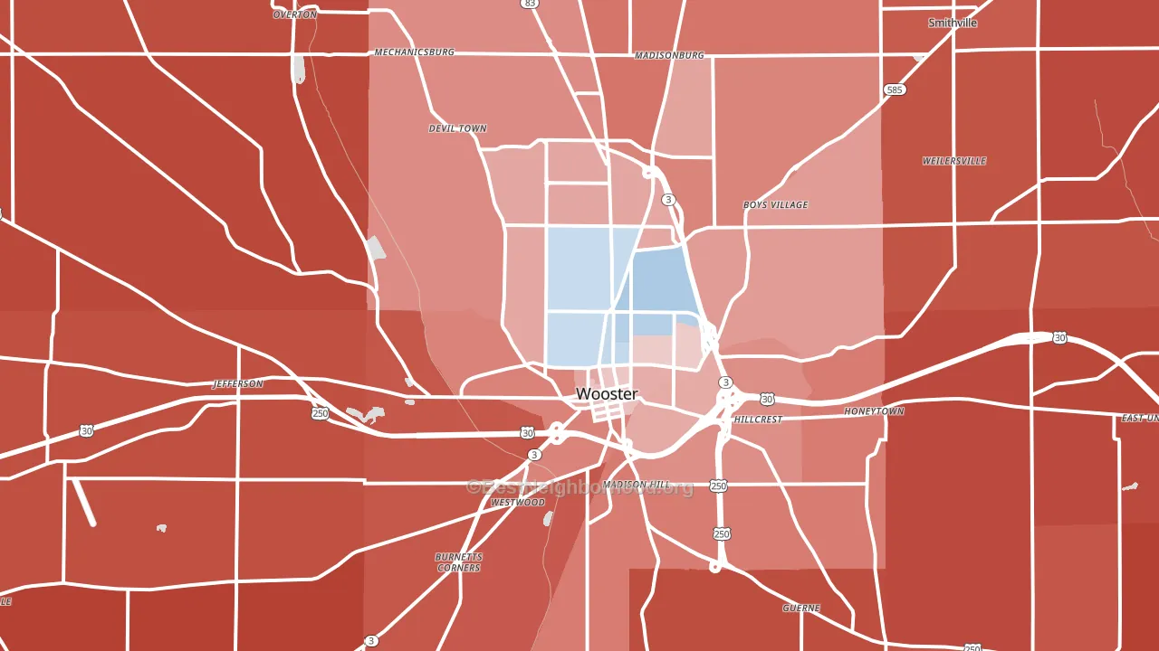 44691, OH block-group political-lean map