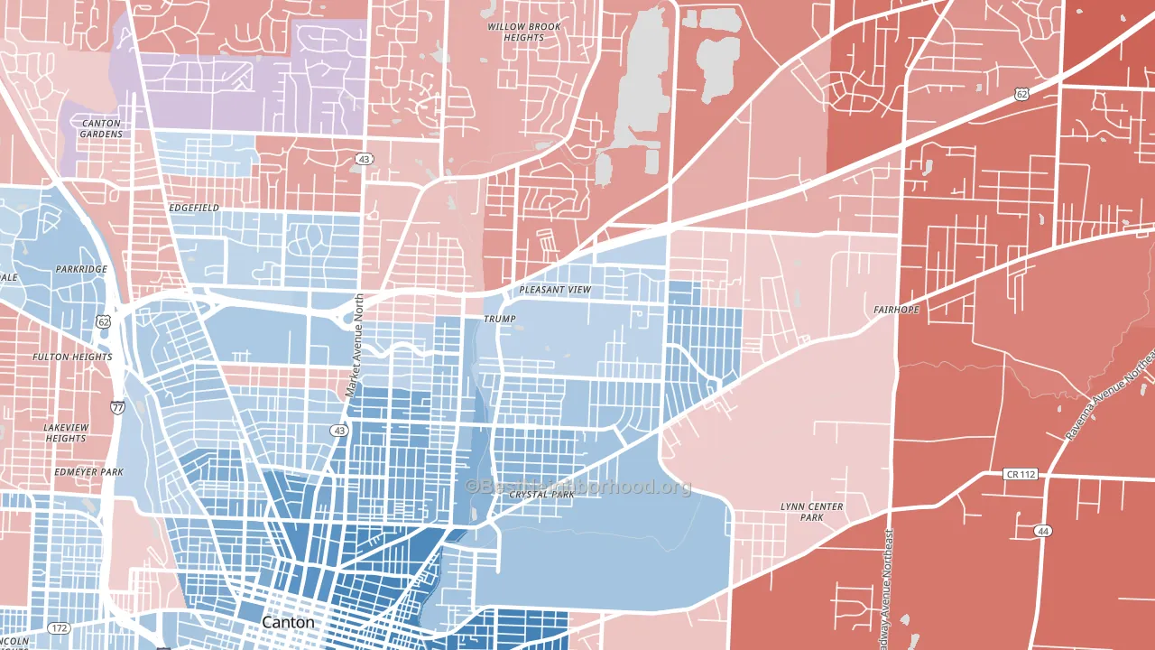 44705, OH block-group political-lean map
