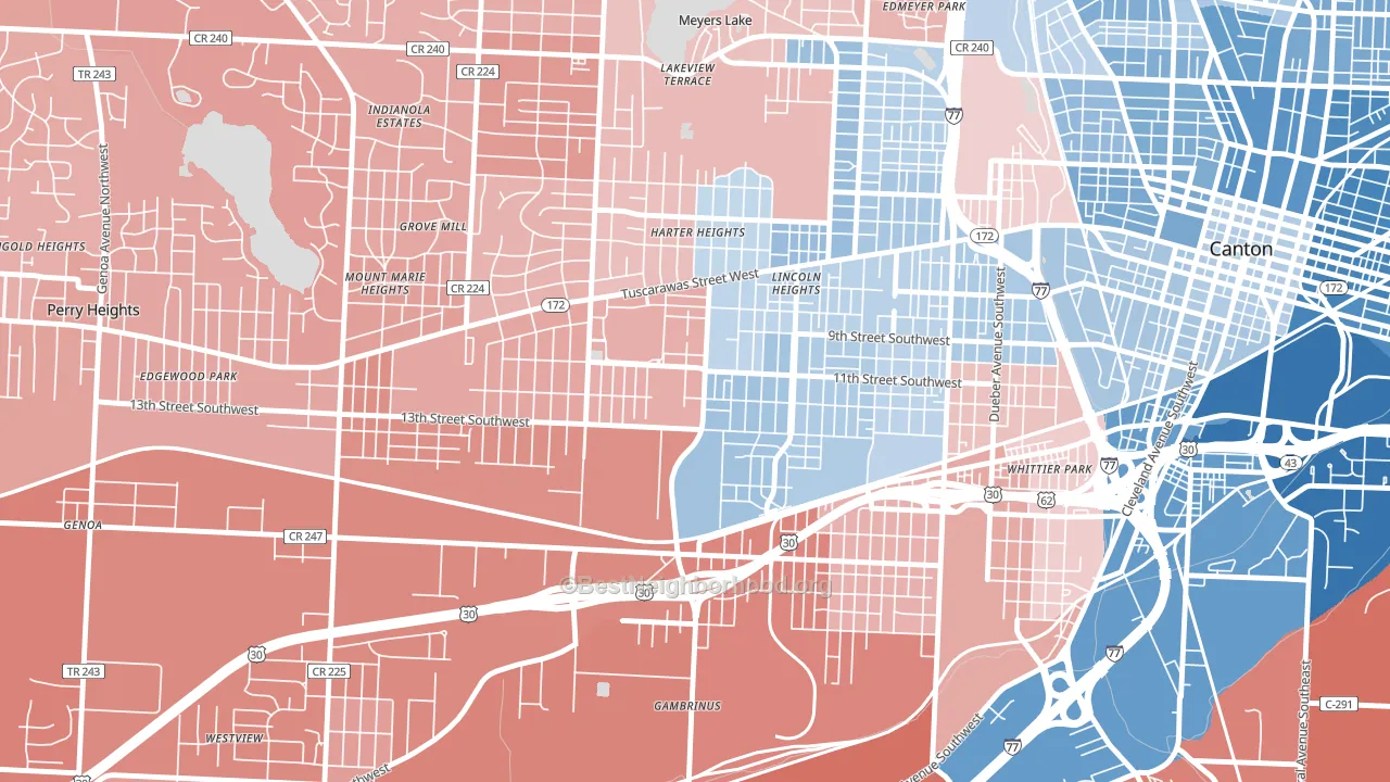 44710, OH block-group political-lean map