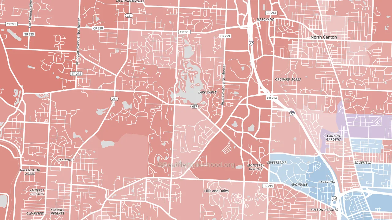 44718, OH block-group political-lean map