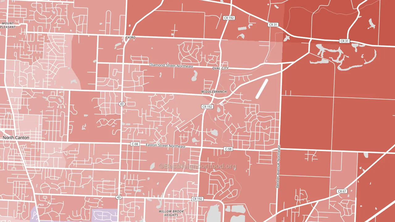 44721, OH block-group political-lean map