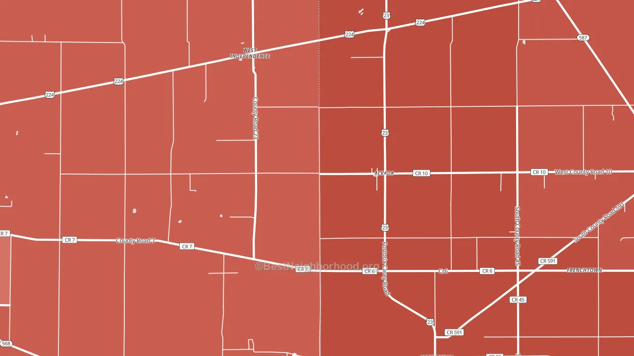 44802, OH block-group political-lean map