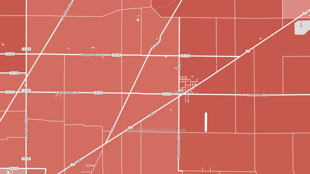 44804, OH block-group political-lean map