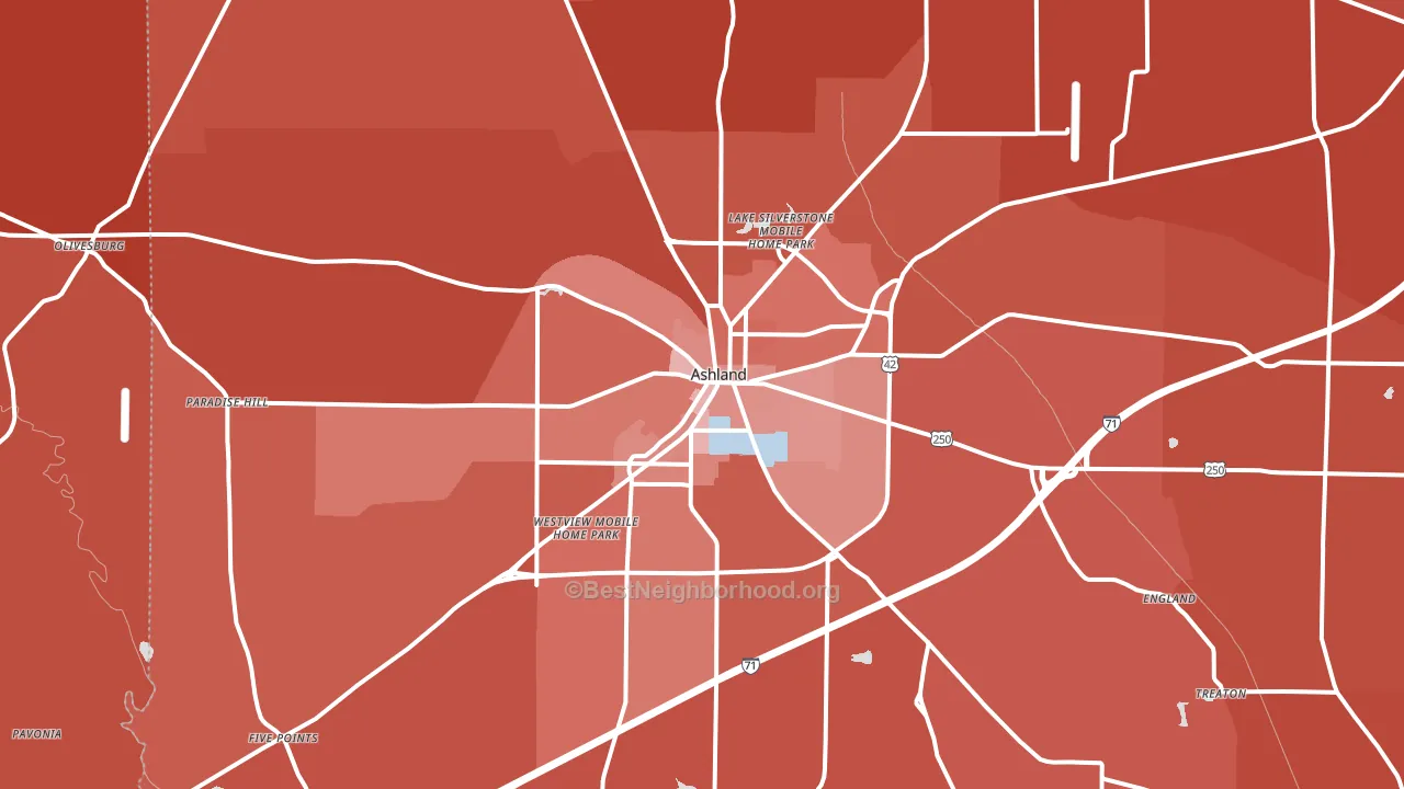 44805, OH block-group political-lean map