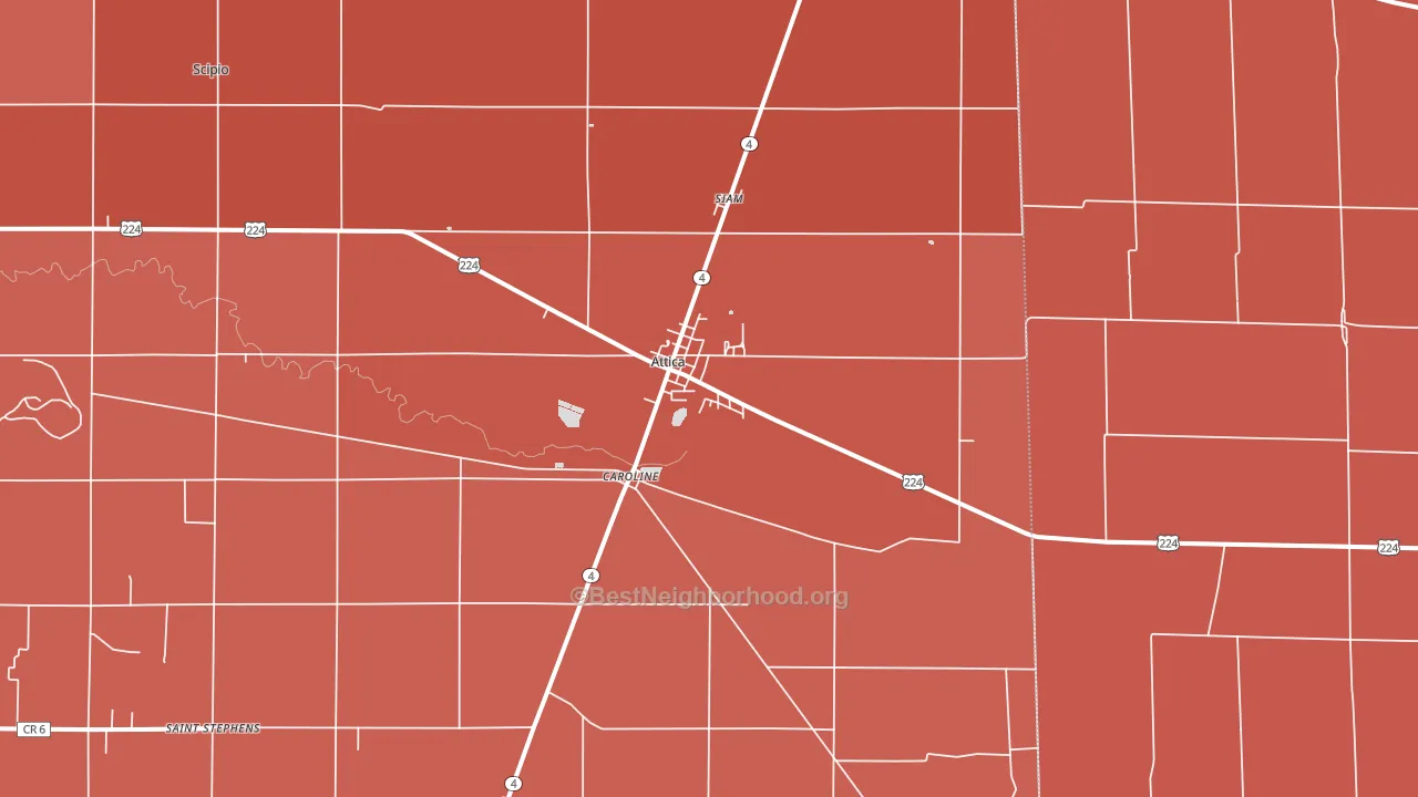 44807, OH block-group political-lean map