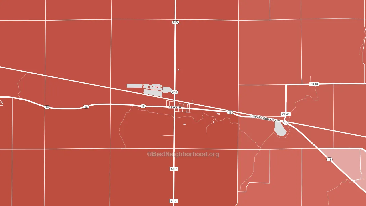 44809, OH block-group political-lean map