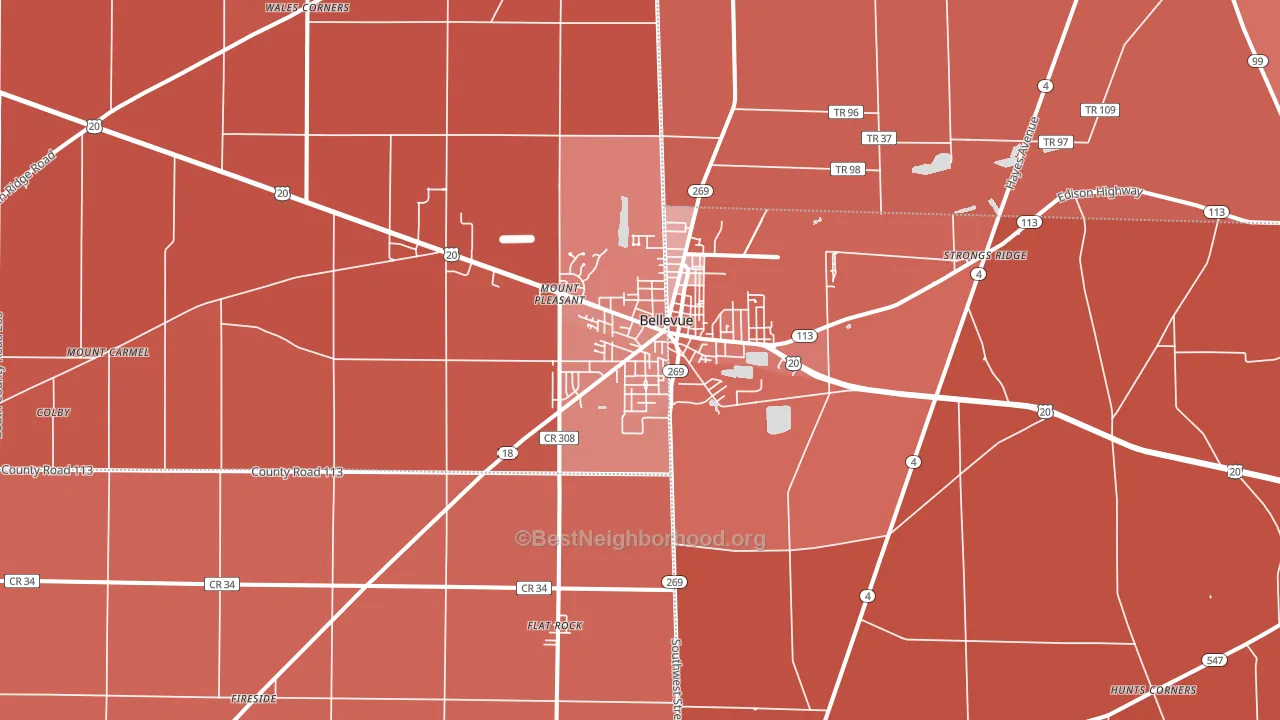 44811, OH block-group political-lean map