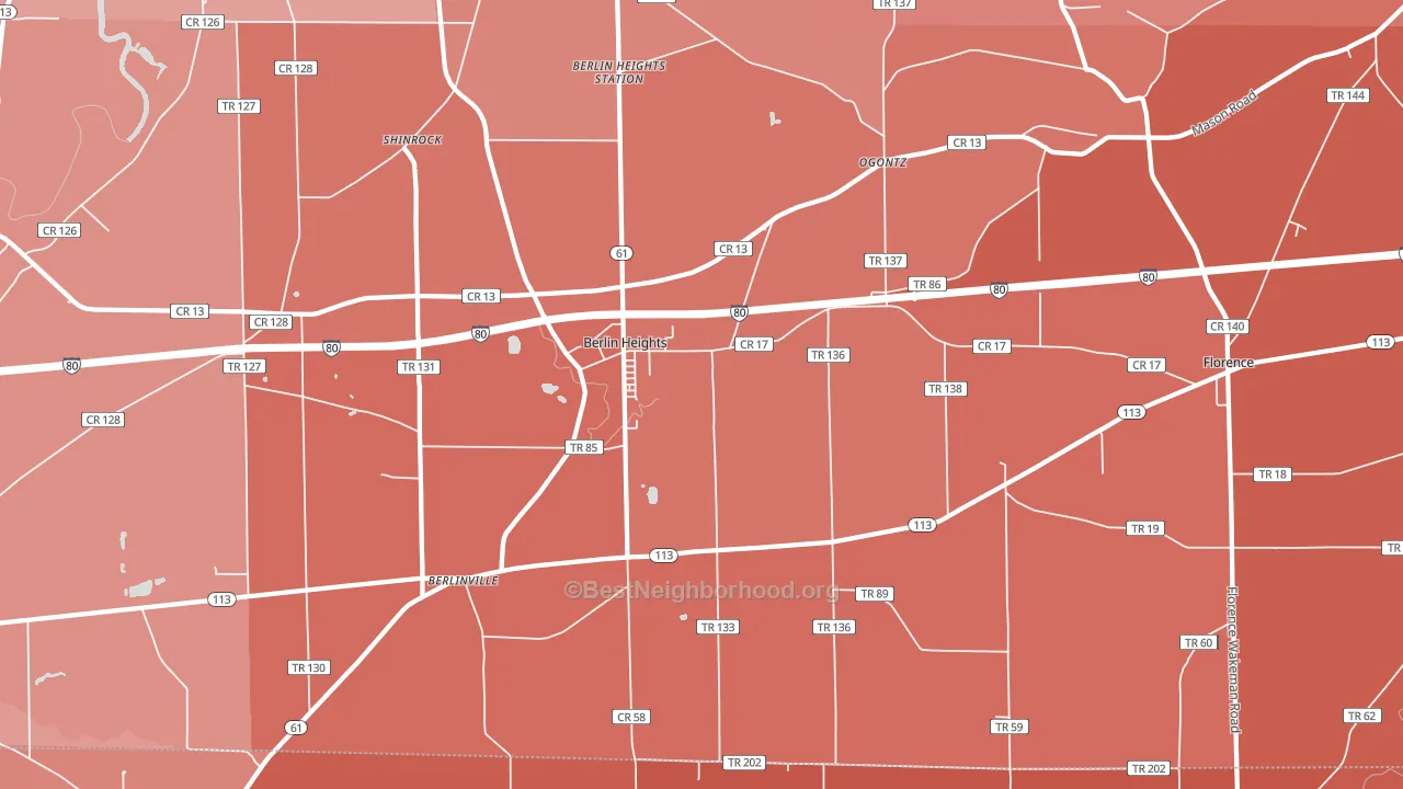 44814, OH block-group political-lean map